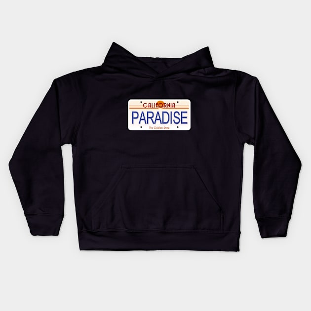 Paradise California State License Plate Kids Hoodie by Mel's Designs